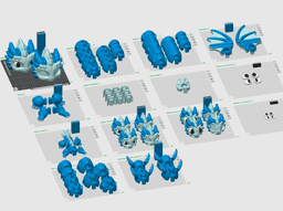 Dragon Builder System (Ice) - Modular Flexi Dragons, Mix & Match Parts, Baby Version 3MF 3d model