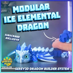 Dragon Builder System (Ice) - Modular Flexi Dragons, Mix & Match Parts, Baby Version 3MF 3d model