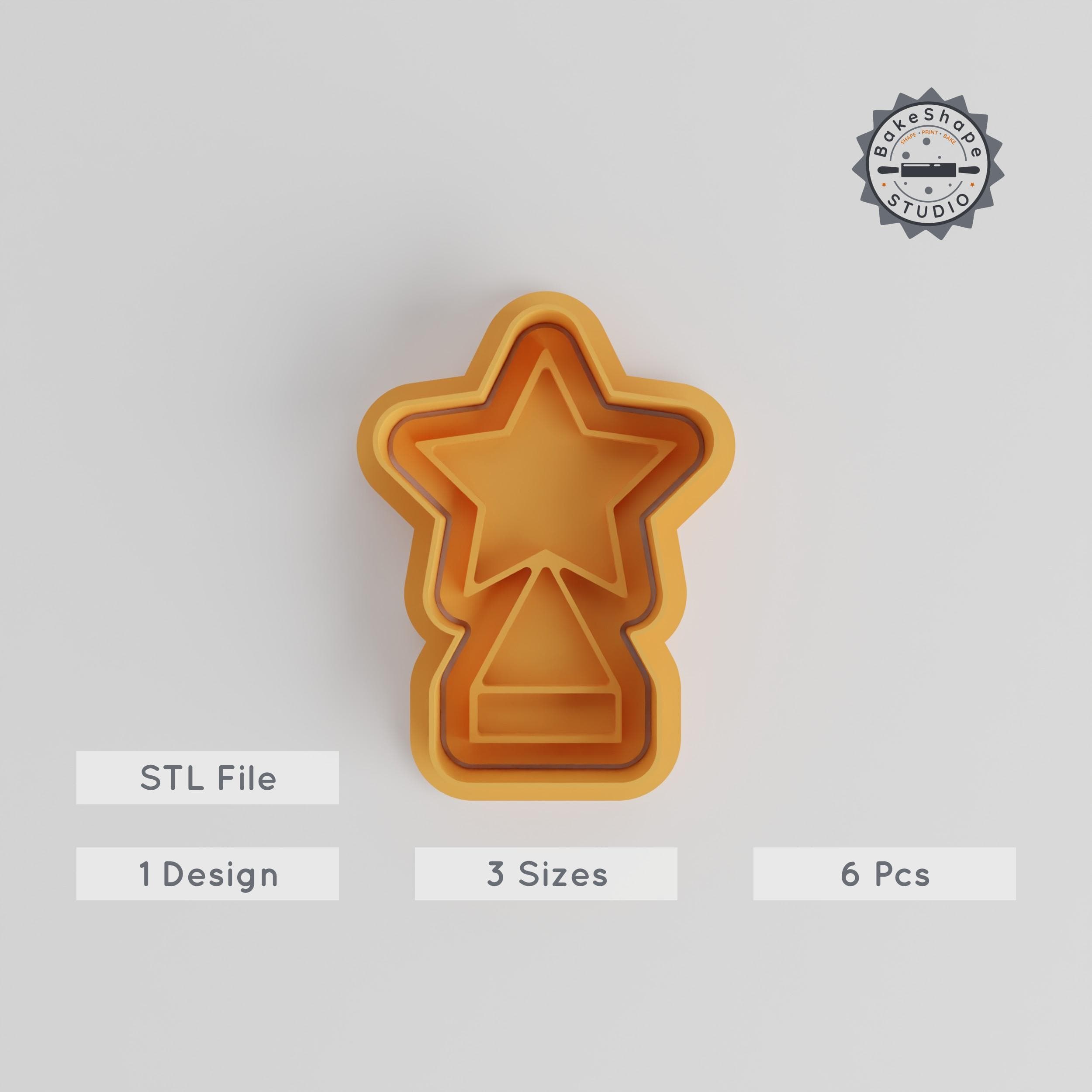 Star Shape Cutter & Stamp Set, Perfect for Cookies & Fondant, Christmas & Holiday Decoration, 3 Sizes, S/M/L, 6-Piece Collection PRODUCT_4966 3d model