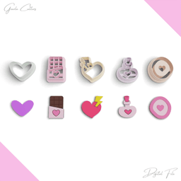 Valentines Day Polymer Clay Cutter Package, 5 Models, 2 Cutter Version, 5 Sizes Included, No: 1272 3d model
