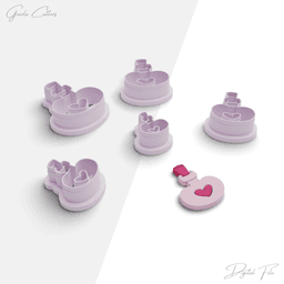 Valentines Day Polymer Clay Cutter Package, 5 Models, 2 Cutter Version, 5 Sizes Included, No: 1272 3d model