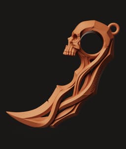 Gothic Skull Karambit Keychain | EDC Tactical Accessory 3d model