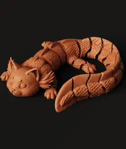 Flexi Axolotl Cat | Cute Articulated Creature | Hybrid Fantasy Toy | Multi-Color Flexi Monster 3d model