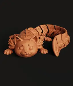 Flexi Axolotl Cat | Cute Articulated Creature | Hybrid Fantasy Toy | Multi-Color Flexi Monster 3d model