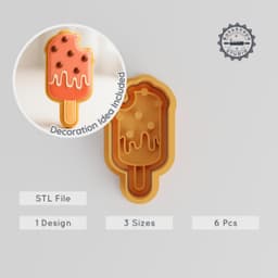 Popsicle Shape Cutter & Stamp, Cookie & Fondant, S/M/L Sizes, 6-Piece Set, Dessert & Frozen Snack Design PRODUCT_1067 3d model