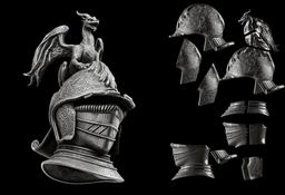 BANISHED KNIGHT HELMET 2-Pack Dragon Variant - Elden Ring Cosplay STL Fan Art 3d model