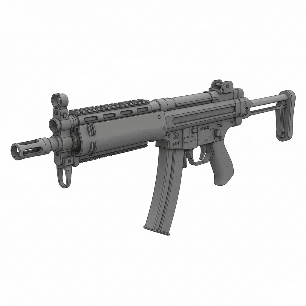 Gun HK53 Compact Tactical Rifle 3d model