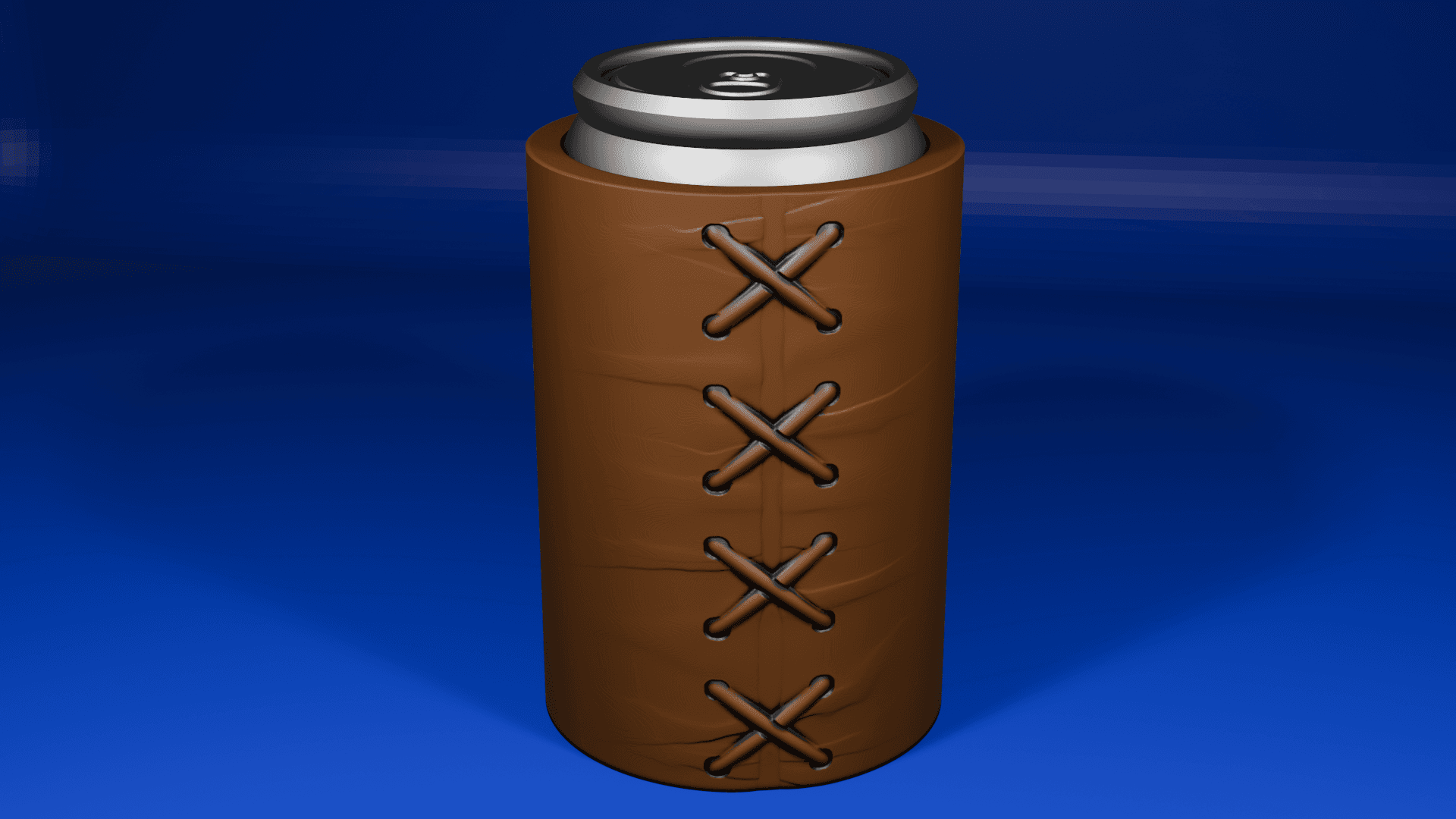 Leather Stitched Beer Can Koozie 3d model
