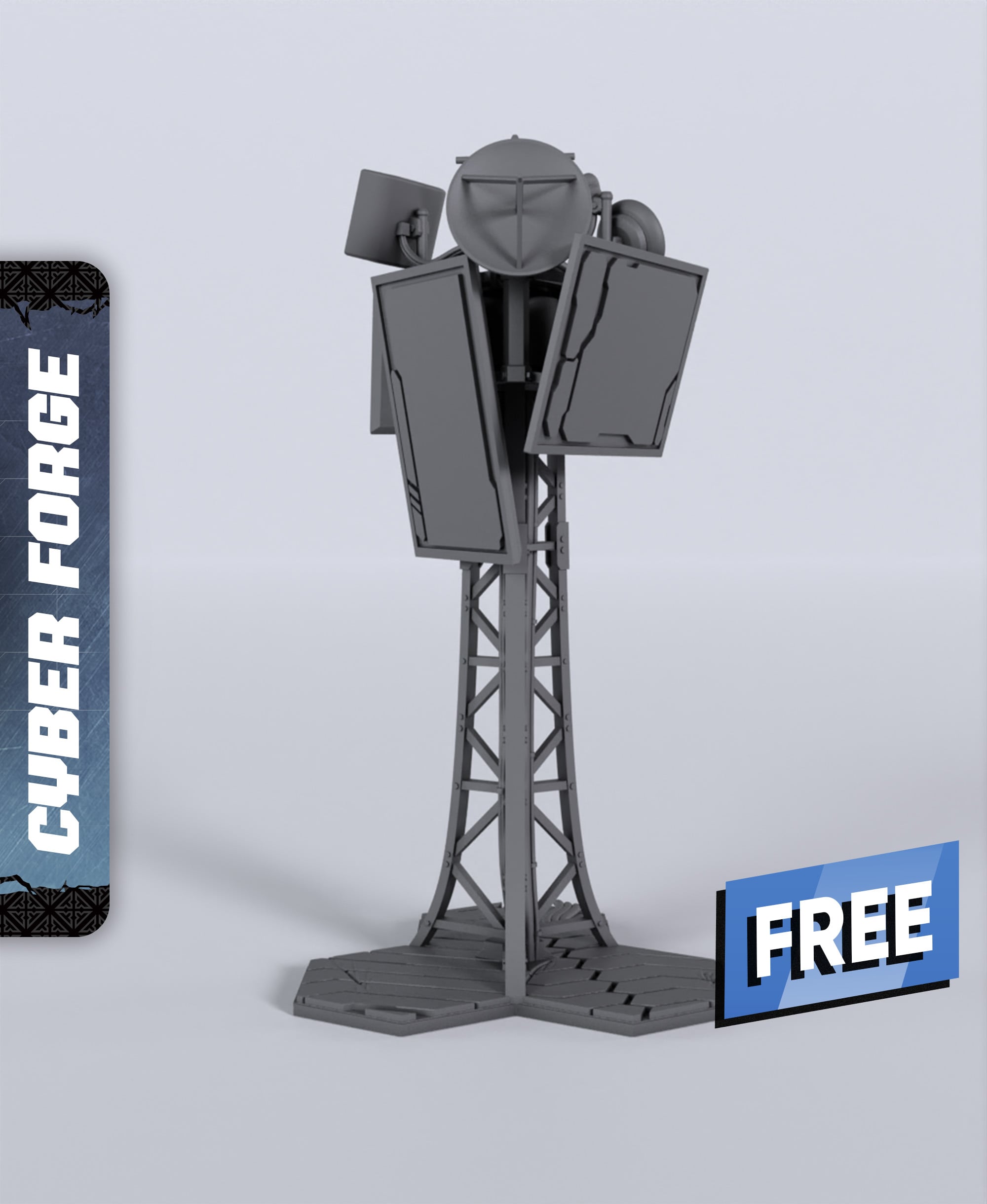 Comms Tower - With Free Cyberpunk - Sci-Fi Gift Ideas for RPG and Wargamers 3d model