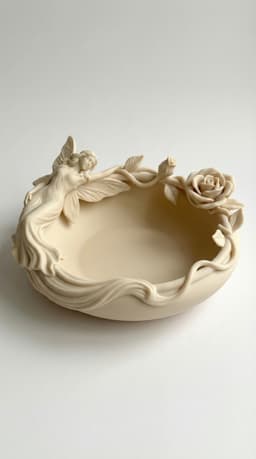 Fairy Ring Bowl Planter STL | Rose Rim Decorative Dish | Fairycore Home Decor | Jewelry Tray Bathroo 3d model