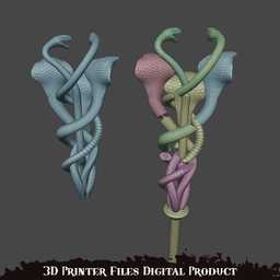 Fantasy Serpent Cosplay Stave 3d model