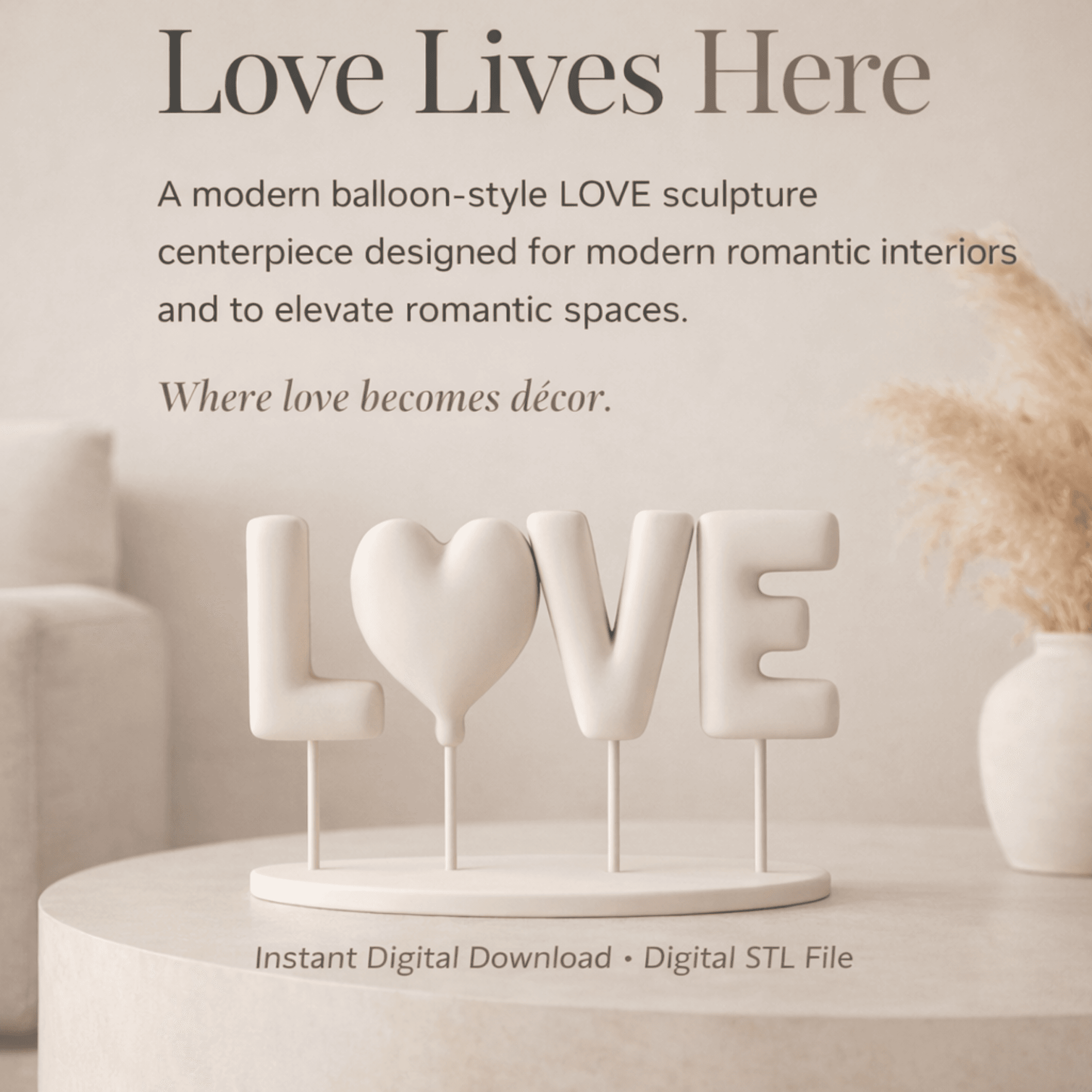 LOVE Balloon Letters – Anniversary and Wedding Table Centerpiece,Home Decor, Romantic 3d model