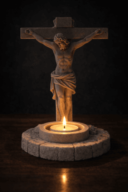 Jesus Crucifixion Tealight Holder STL – Christian Prayer Candle Decor 3d model