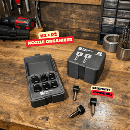 BAMBULAB P2 + H2 SERIES HOTEND BOX / NOZZLE BOX / PRINTER ACCESSORIES / ORGANIZER / GRIDFINITY 3d model