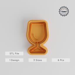 Wine Glass Cookie Cutter & Stamp Set, S/M/L, Perfect for Fondant, 6 Piece, Drink & Celebration Glass Shapes PRODUCT_4986 3d model