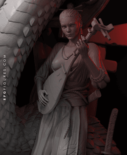 Female Samurai Warrior with Dragon, Lady of War, Wrath of the East. 3d model