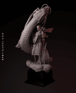 Female Samurai Warrior with Dragon, Lady of War, Wrath of the East. 3d model