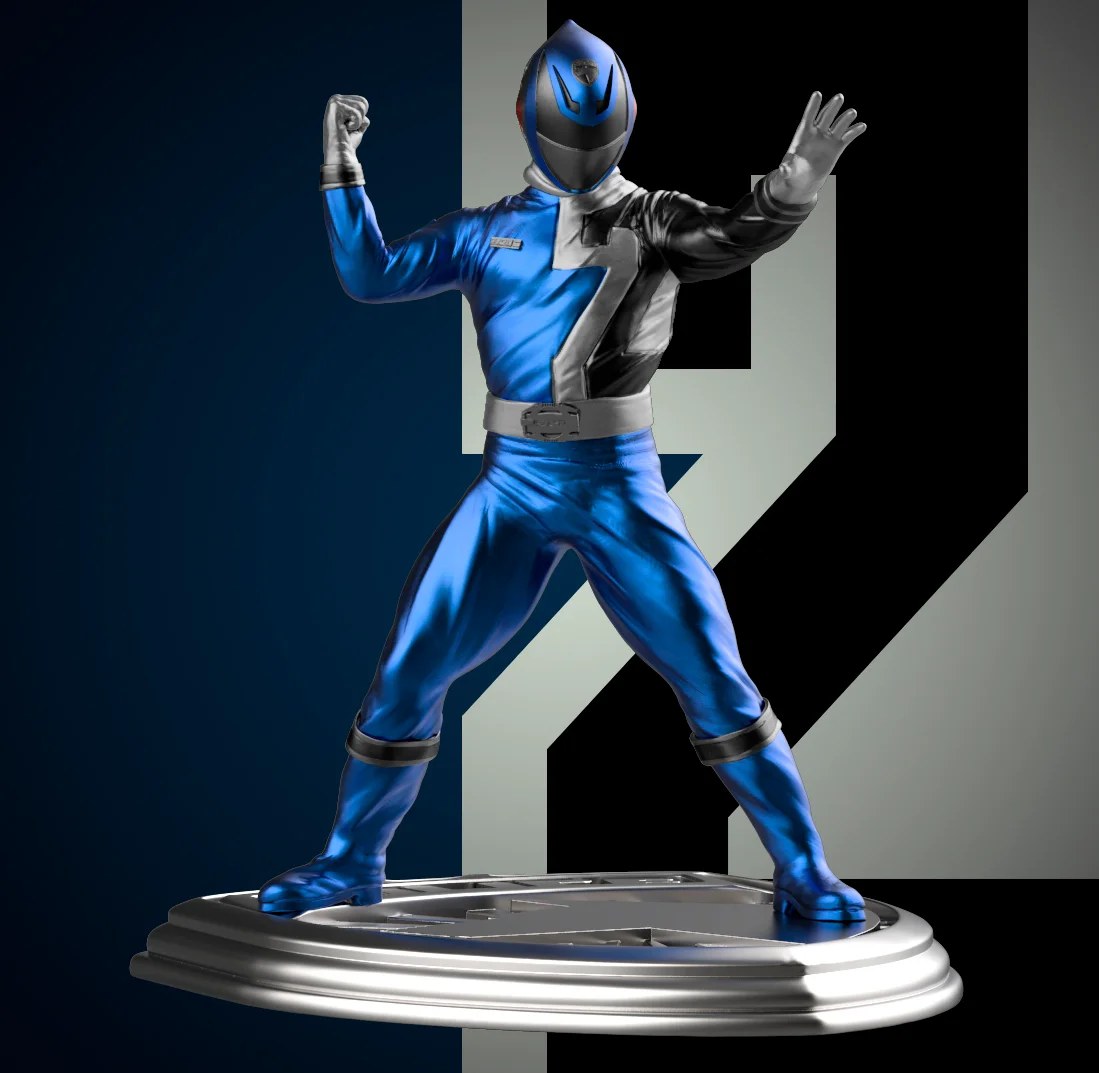Blue SPD Ranger Statue 3d model