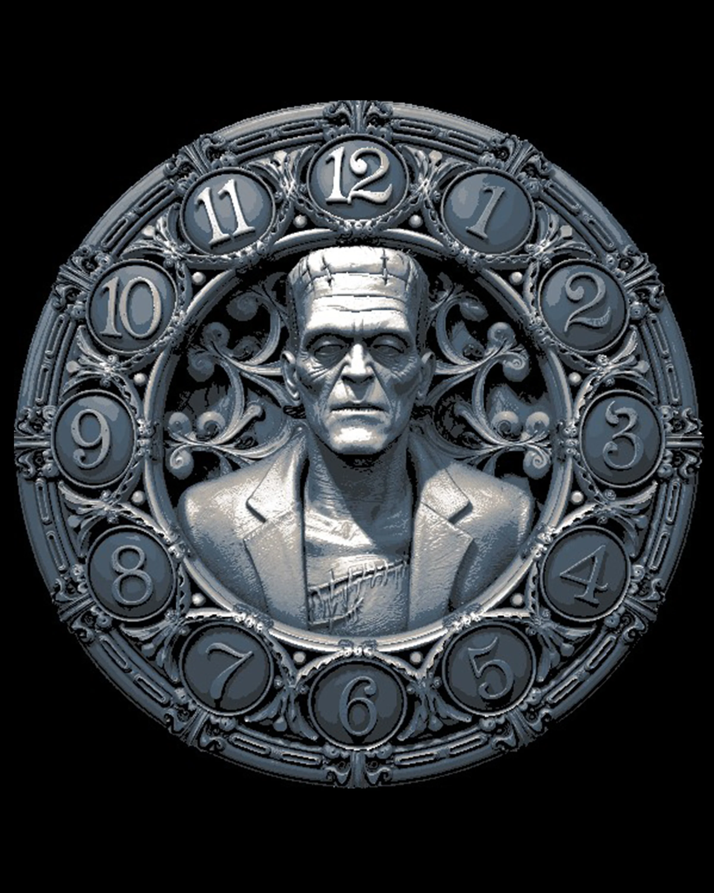 Doctor Frankenstein's Monster Clock Face for Halloween 3d model