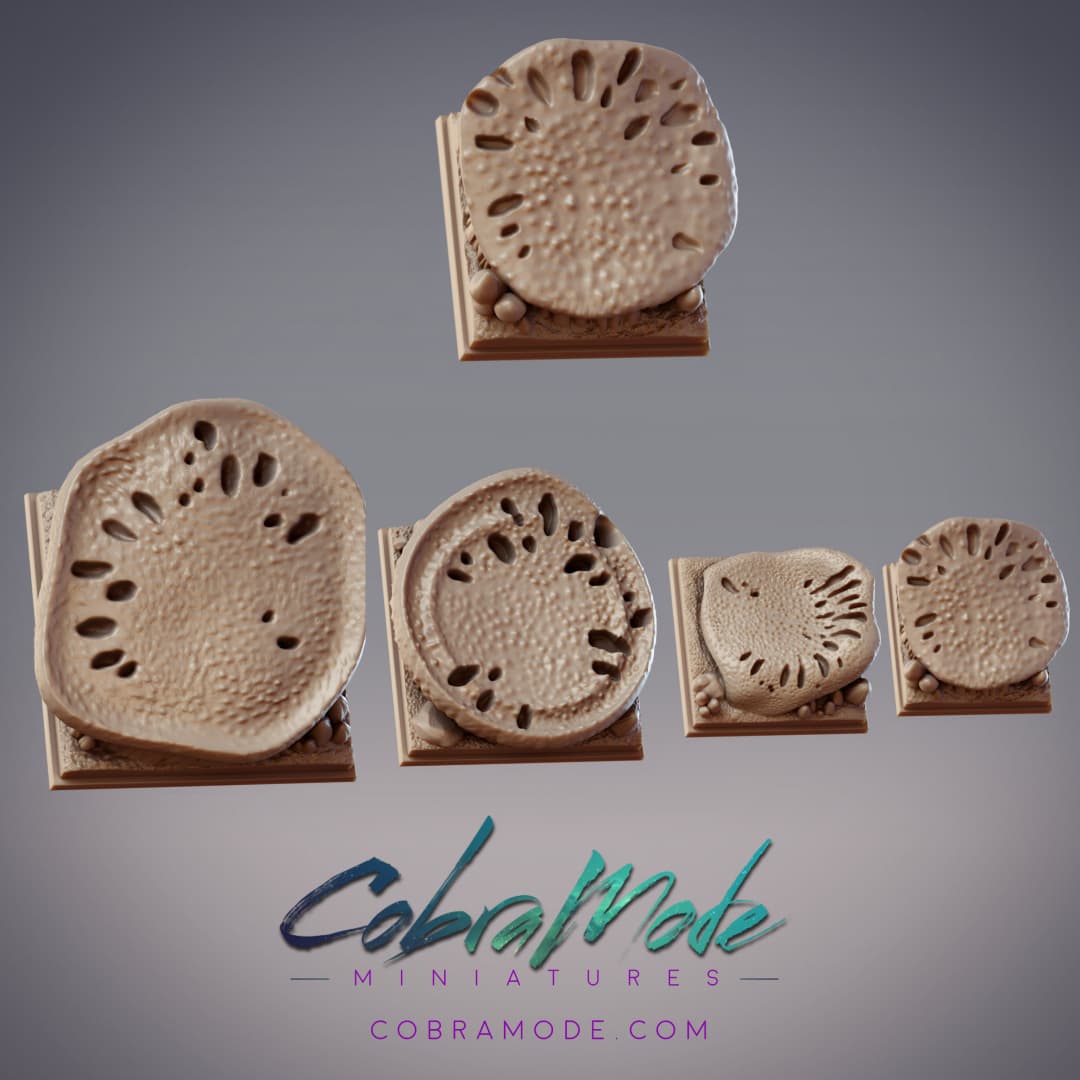 Mushroom Cap Square Base Pack (4pcs) 3d model