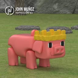 King Pig Tecnhoblade minecraft keychain figure 3d model