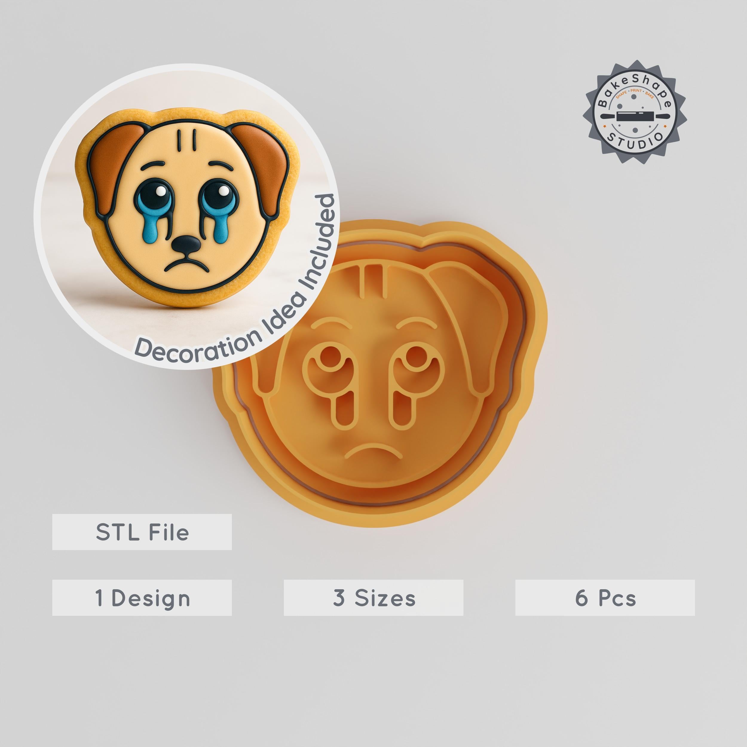 Animal Cry Shape Cutter & Stamp, 6 Piece Set, Dog Design, Cookie & Fondant, S/M/L Sizes PRODUCT_873 3d model