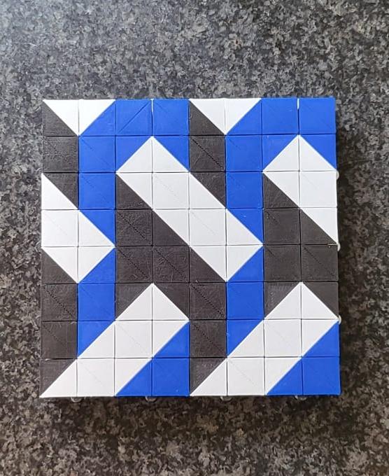 Auxetic Tile // 18mm Diagonal Split - Inspired by Escher! I also made the sides of the Auxetic cube in the colors Blue, White and Black! - 3d model