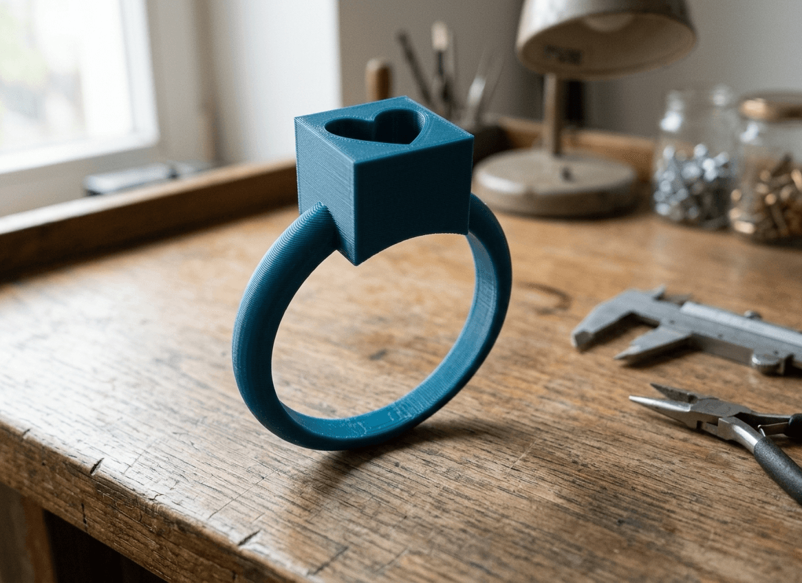 Geometric Heart Pendant Ring 3d model
