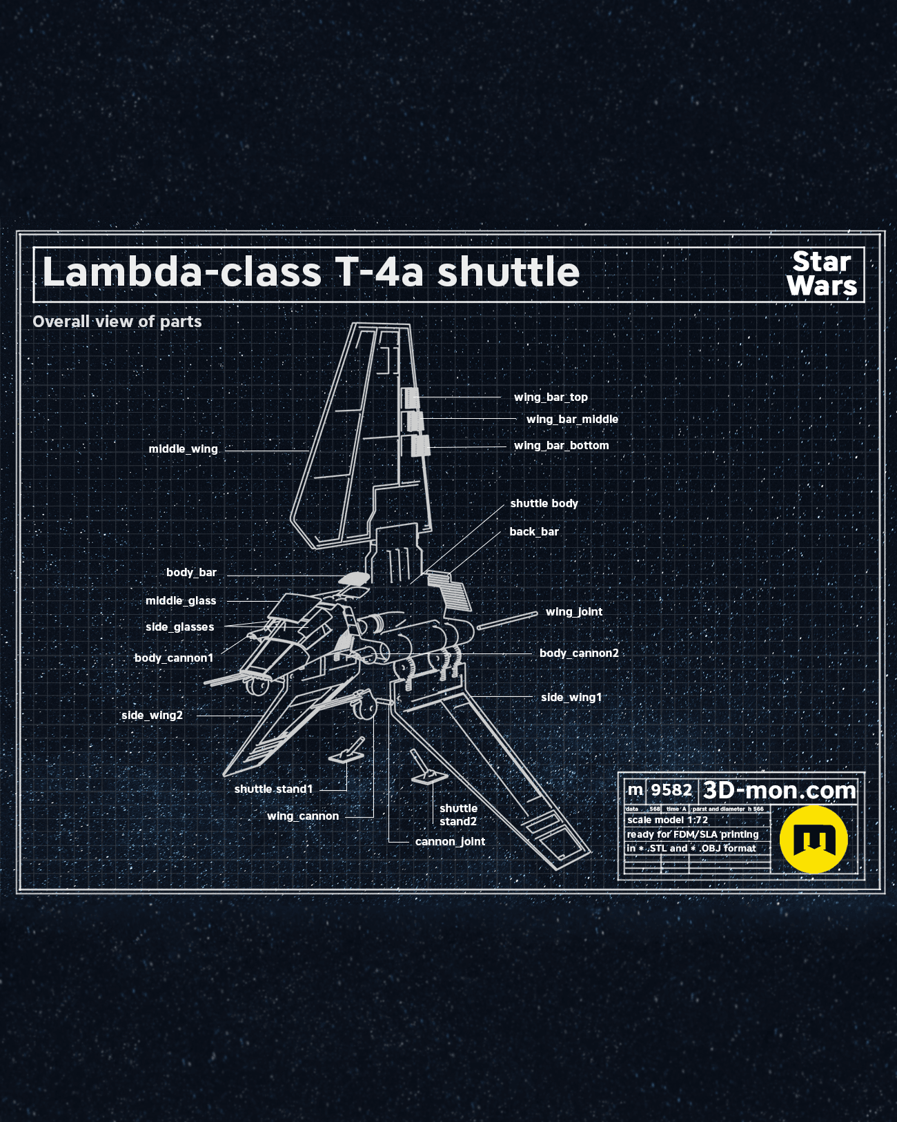 Lambda-class T-4a Shuttle - Star Wars 3d model