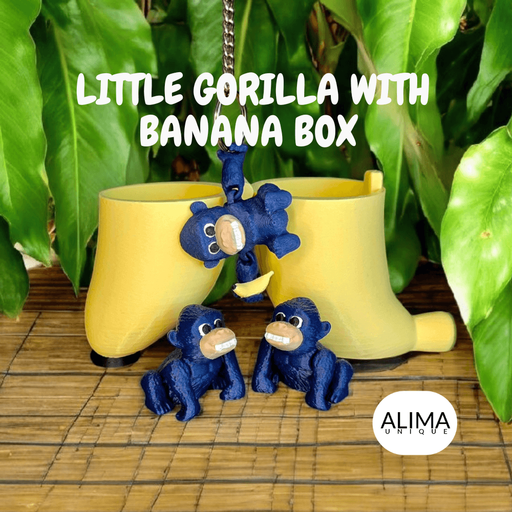 Little Gorilla with Banana box / Articulated Fidget Toy / Keychain Gift 3d model