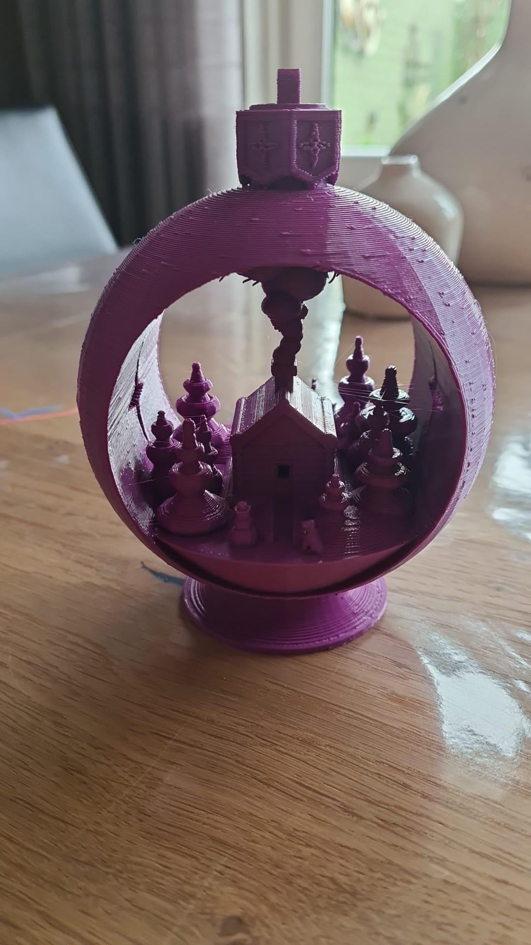 Snow Globe Votive Ornament - Winter Cabin - purple color used  for my granddaughter - 3d model