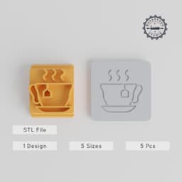 Hotdrink Stamp Tile Collection, Clay & Cookie Embosser, 5 Size Motifs, Perfect for Fondant, Tea & Coffee Lovers PRODUCT_5426 3d model