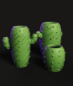 Cactus Planter Set STL | Home Decor 3D Print | 3-Piece 3d model