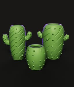 Cactus Planter Set STL | Home Decor 3D Print | 3-Piece 3d model