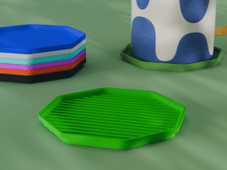 Stackable Striped Octagon Coaster Set 3D Print STL File | 3 Sizes 3d model
