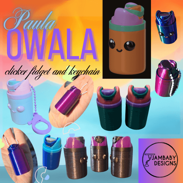 Paula the Owala Clicker Fidget and Keychain 3d model