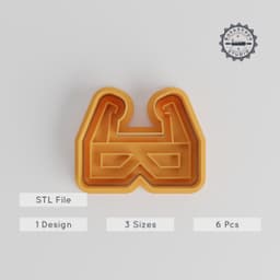Glasses Cookie Cutter & Stamp Set, Includes 6 Pieces, Perfect for Fondant & Cookie Designs, Sizes S/M/L PRODUCT_4885 3d model