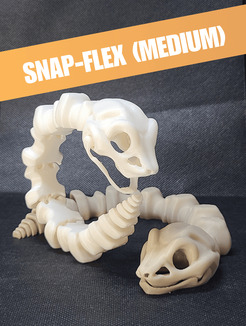 Round-Eyed Bone Snake (Medium Tightness) - Articulated Snap-Flex Fidget 3d model
