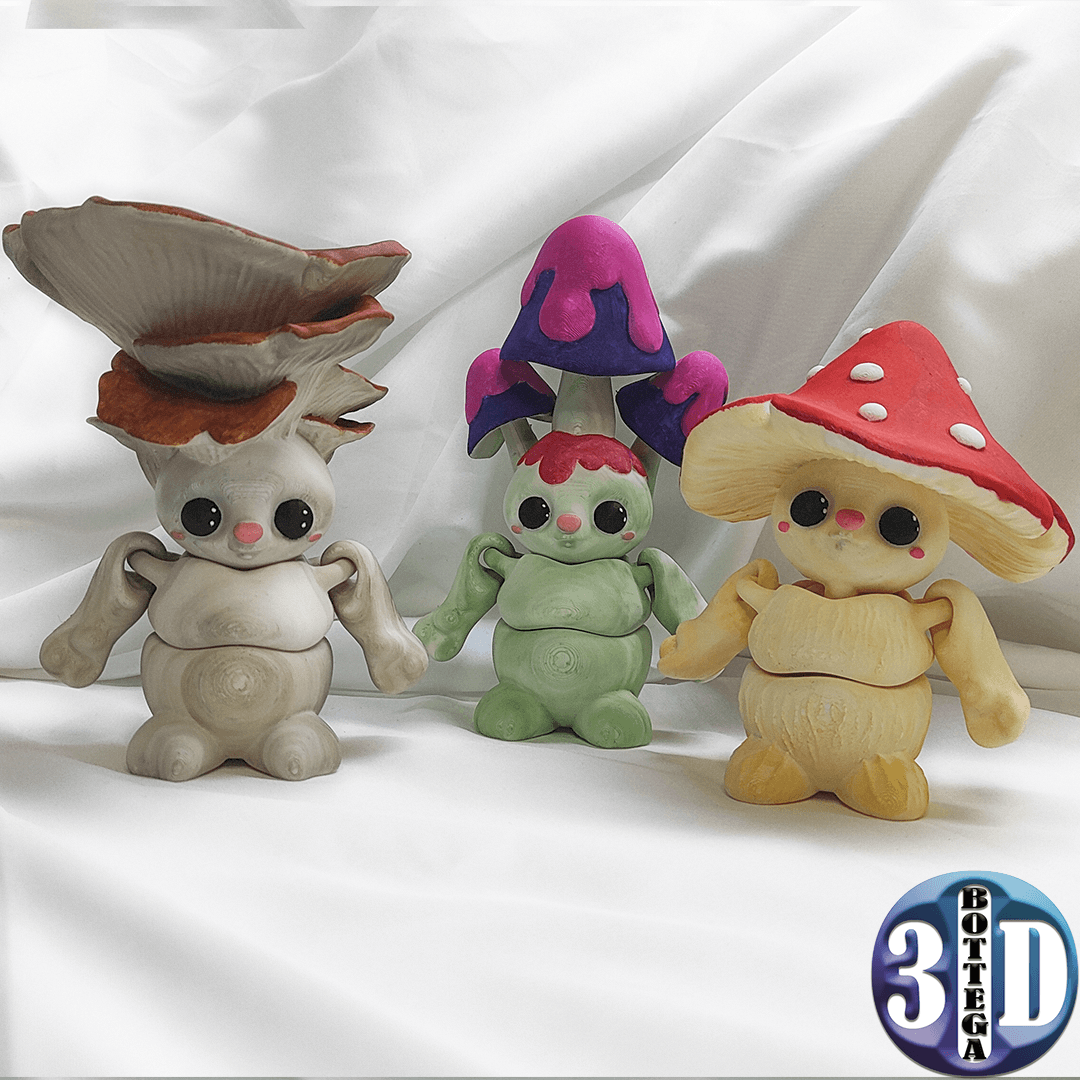 Fungus Family #01, articulated toys, mushrooms  3d model