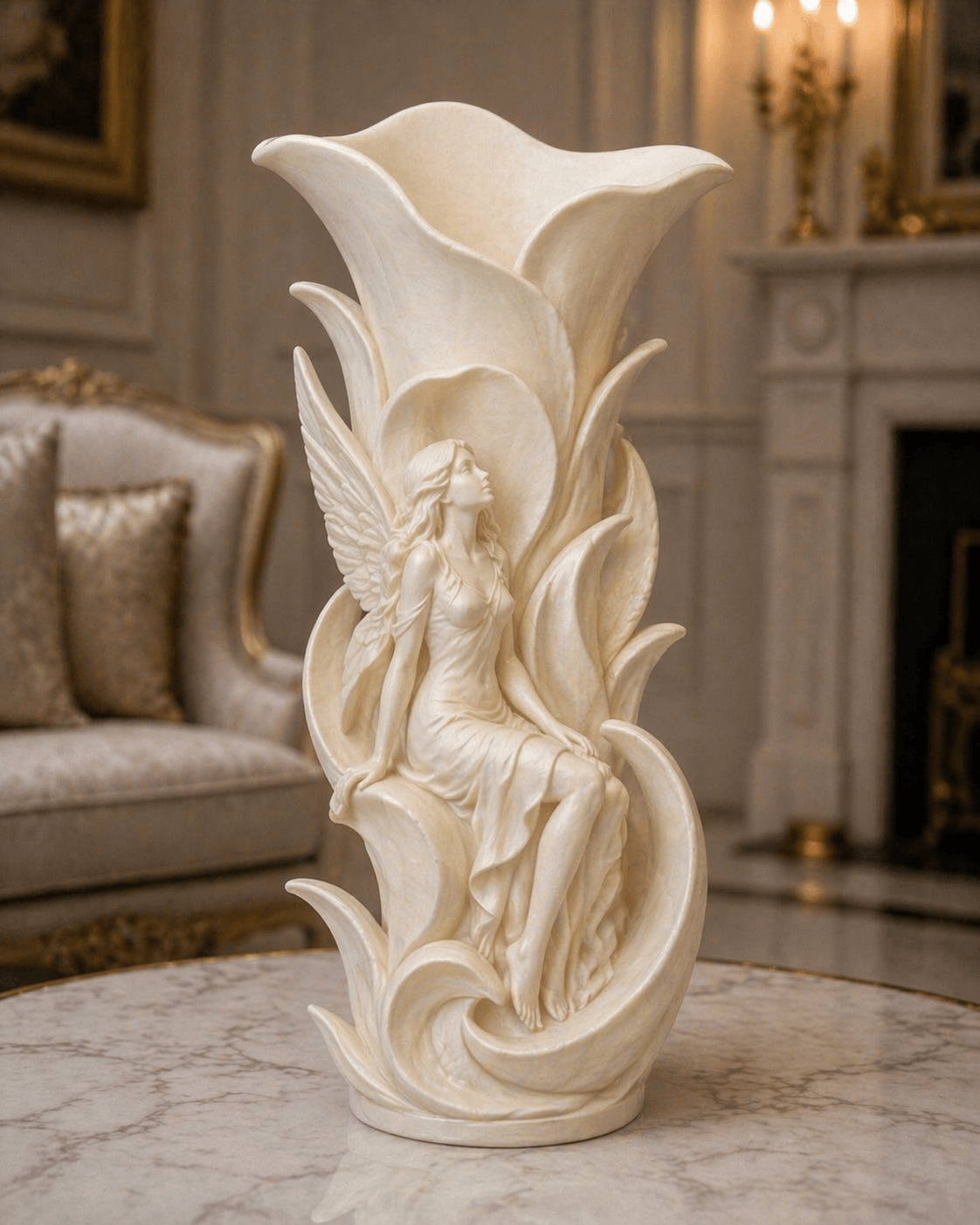 Ivory Fairy Petal Sculptural Vase 3d model