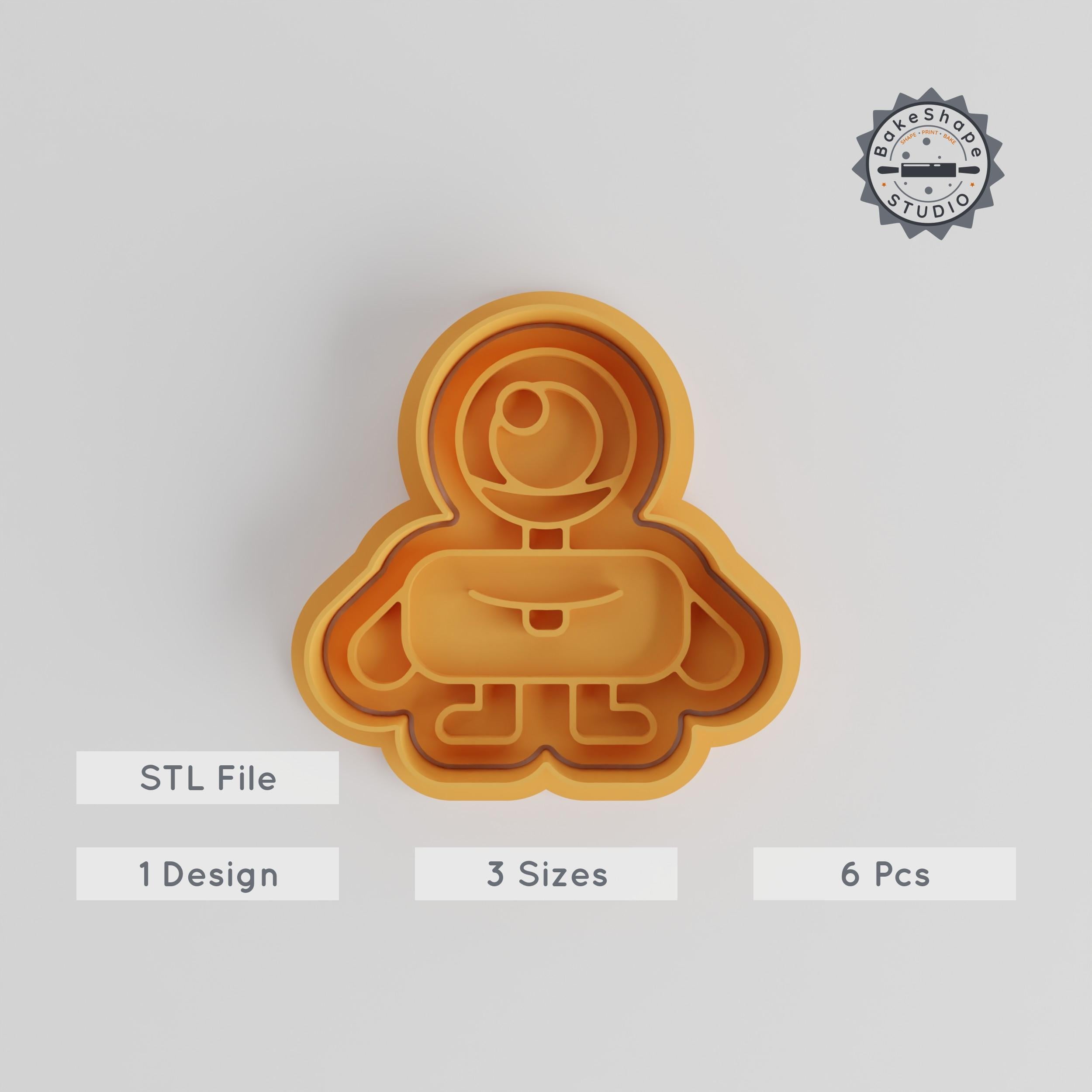 Large Long Eye Monster Cookie Cutter & Stamp Set, 6-Piece Cartoon Monster Shapes, Perfect for Fondant, 3 Sizes S/M/L PRODUCT_3022 3d model