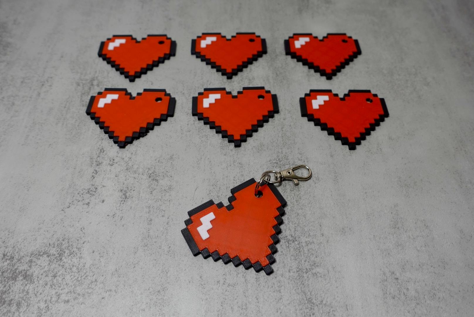 Pixel Heart Keychain 3d model