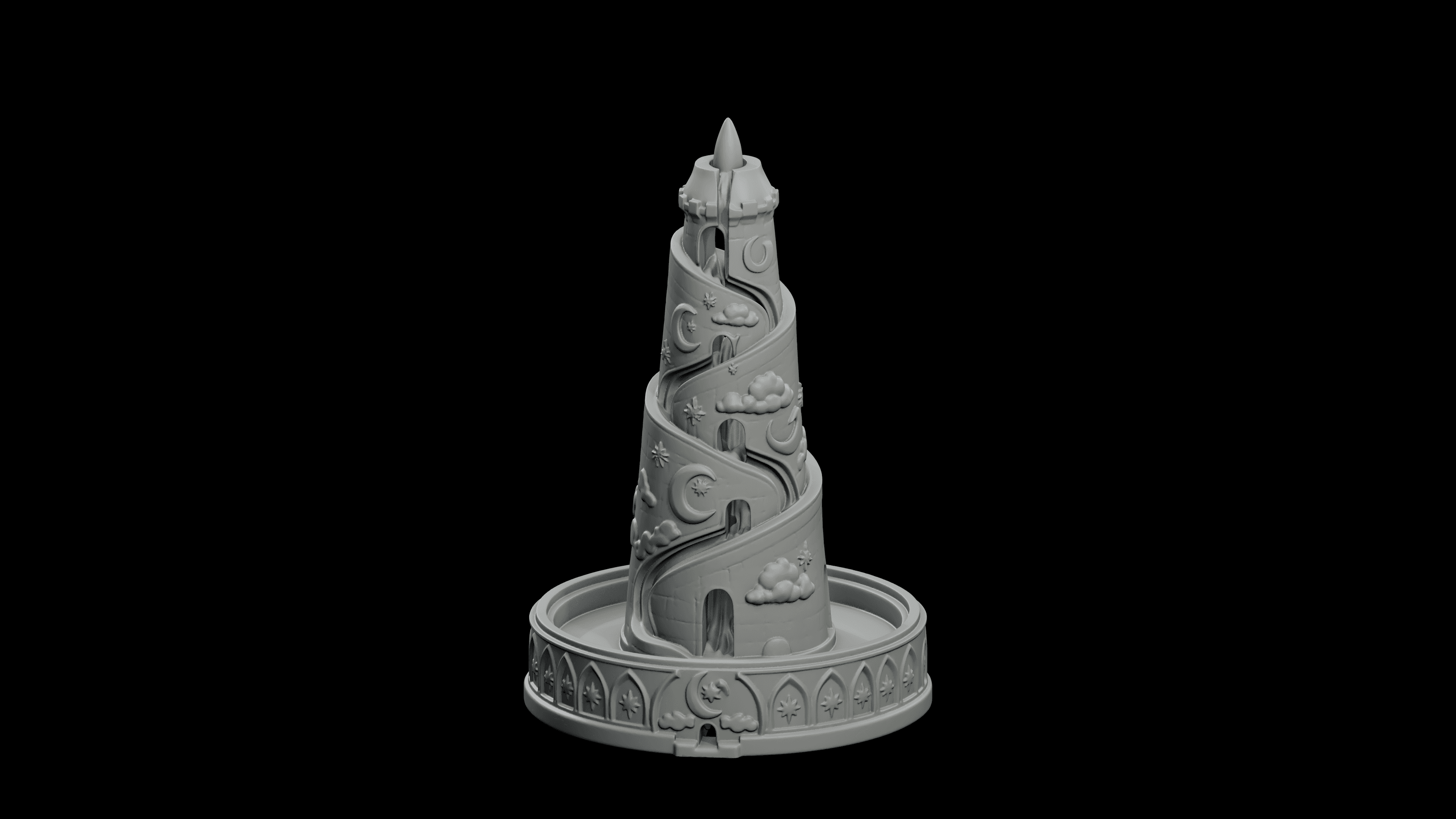Spiral Incense Tower STL - Printable Spiritual Decor Object 3d model