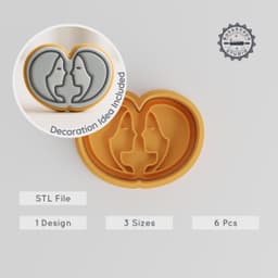 Gemini Shape Cutter & Stamp Set, Cookie & Fondant, Zodiac Twins Design, 6 Pieces, S/M/L Sizes, Astrology & Star Themed PRODUCT_769 3d model