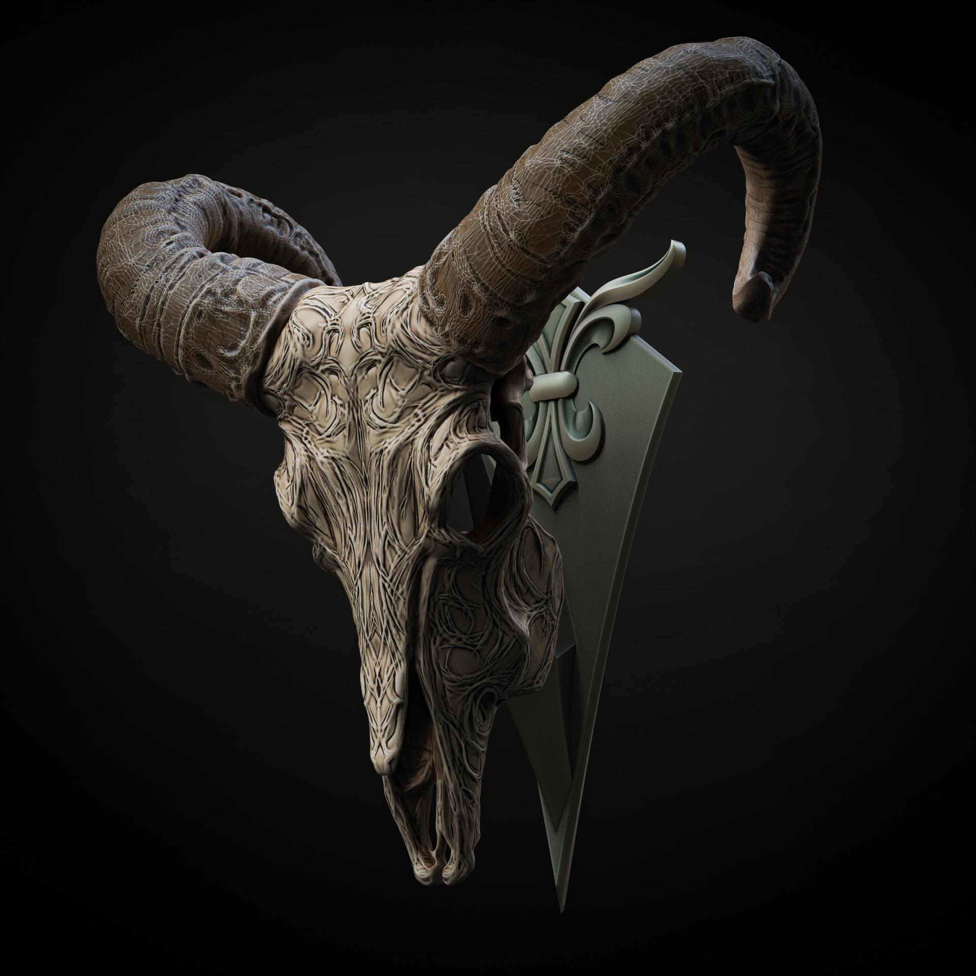 Ritual Goat Skull (Pre-Supported) *Wall mount and base editions* 3d model