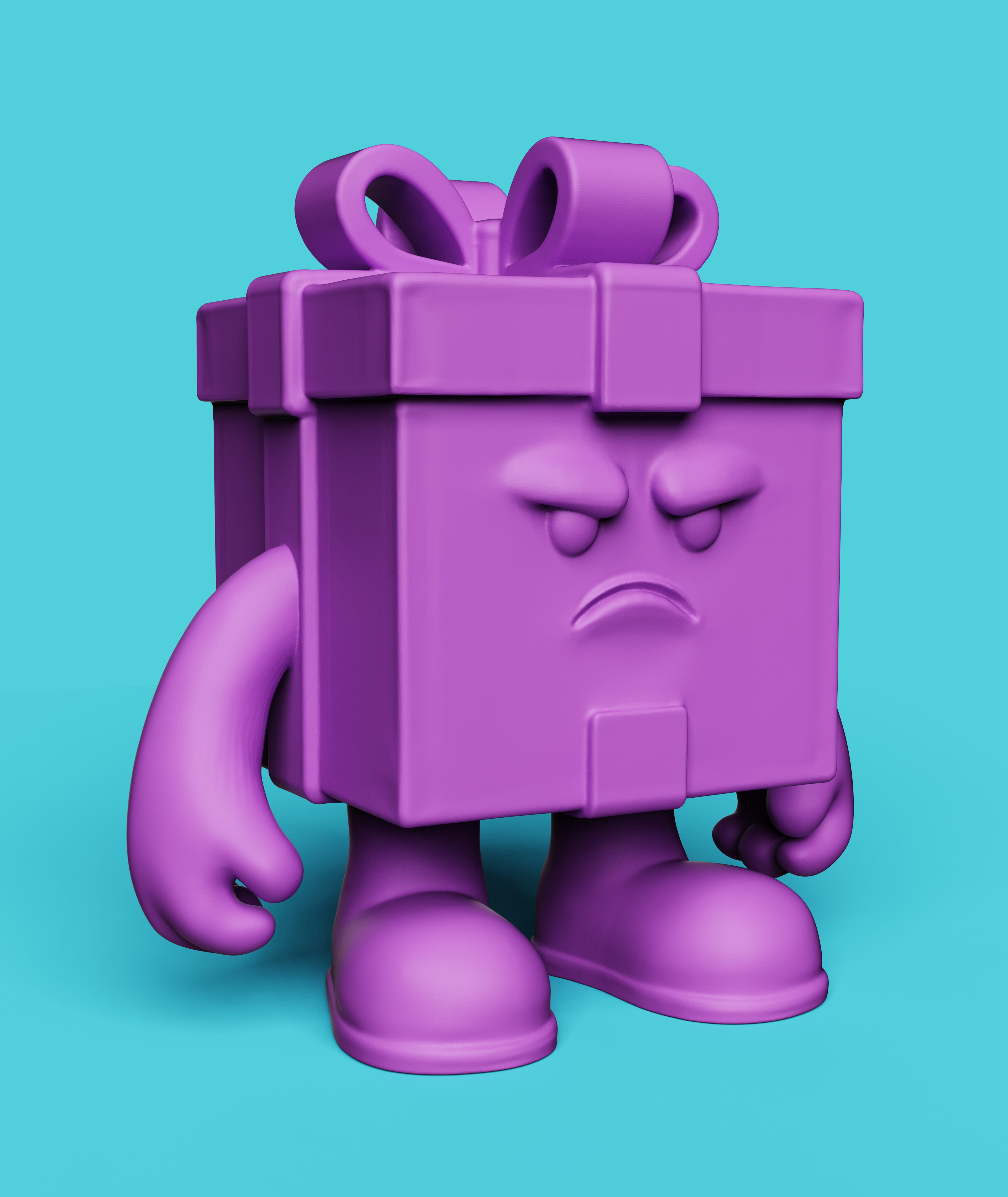 Angry Gift Box Monster | Cute 3D Figure 3d model