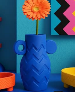 Bolt Curve Vase – Modern Geometric Vase with Zigzag Texture 3d model