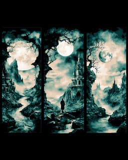 Set of 3 Bookmarks depicting the lands of High Fantasy 3d model