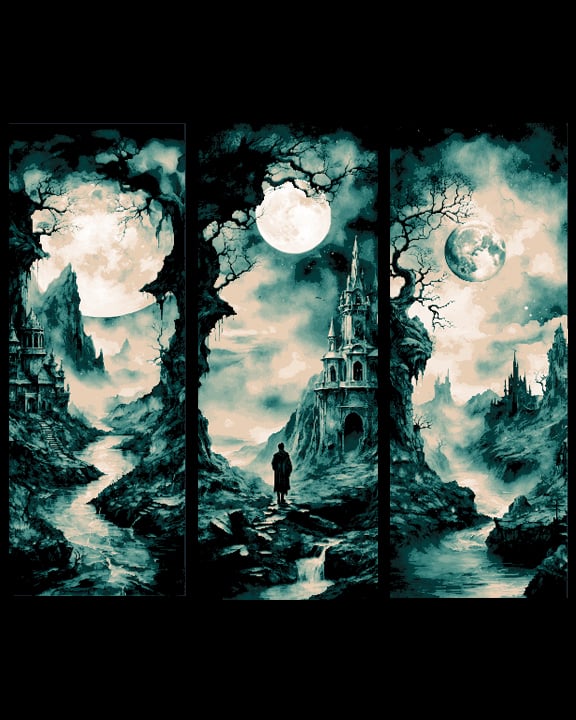 Set of 3 Bookmarks depicting the lands of High Fantasy 3d model