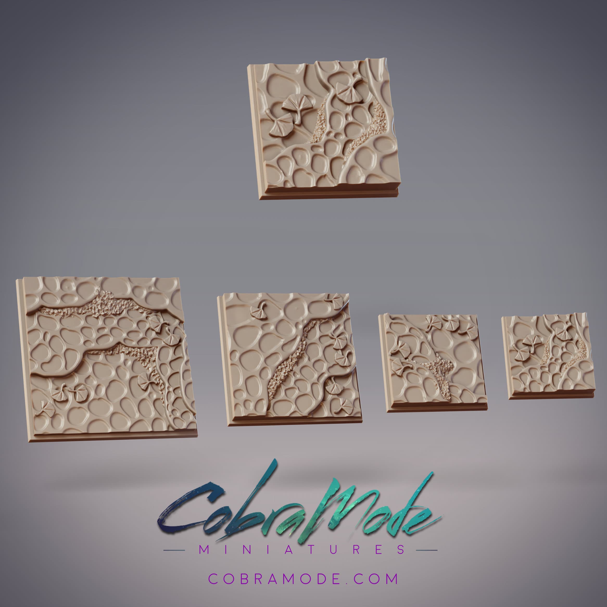 Lichen Steps Square Base Pack (4pcs) 3d model